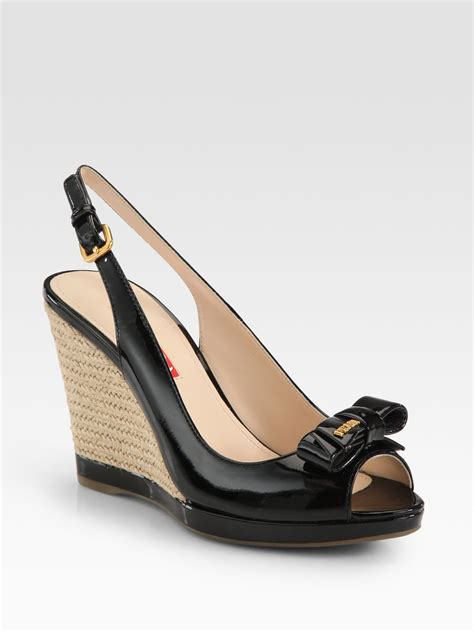 prada leather espadrille slingback wedge sandals|Prada platform sandals.